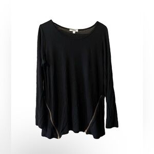 LNA Black Long Sleeve Top Zip Detail